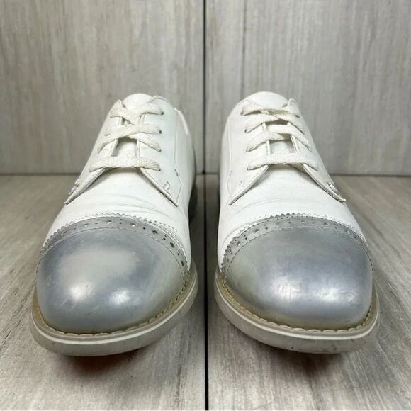 G/Fore G4 Gallivanter Cap Toe Leather Gold Sneaker Cleat Shoe Womens Size 9.5 - Picture 5 of 10